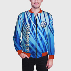 Бомбер мужской Volkswagen - синий камуфляж, цвет: 3D-красный — фото 2