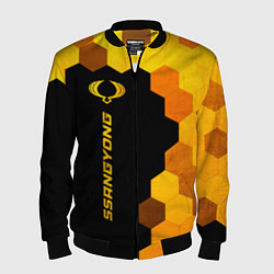 Бомбер мужской SsangYong - gold gradient: по-вертикали, цвет: 3D-черный