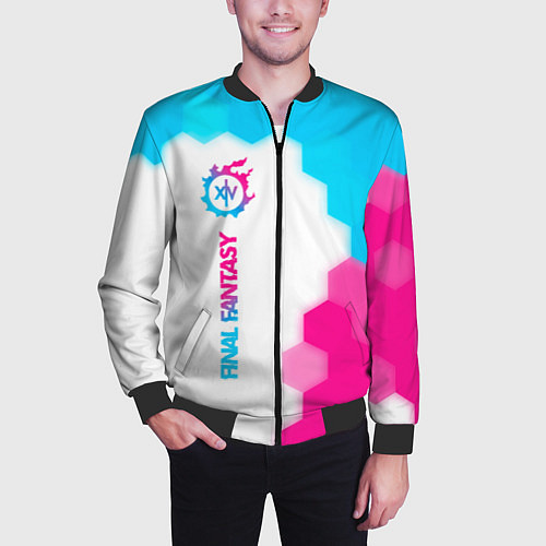 Мужской бомбер Final Fantasy neon gradient style: по-вертикали / 3D-Черный – фото 3