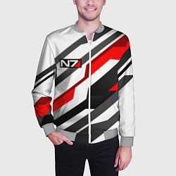 Бомбер мужской Mass effect - white uniform n7, цвет: 3D-меланж — фото 2