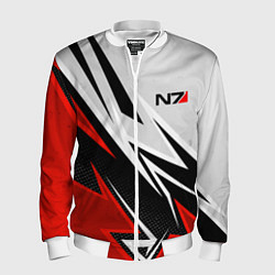 Бомбер мужской N7 mass effect - white and red, цвет: 3D-белый