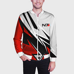 Бомбер мужской N7 mass effect - white and red, цвет: 3D-белый — фото 2
