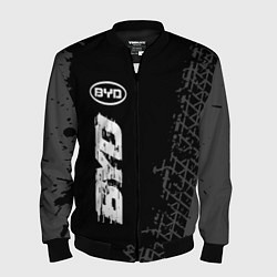 Бомбер мужской BYD speed на темном фоне со следами шин: по-вертик, цвет: 3D-черный