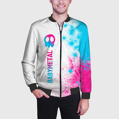Мужской бомбер Babymetal neon gradient style: по-вертикали / 3D-Черный – фото 3