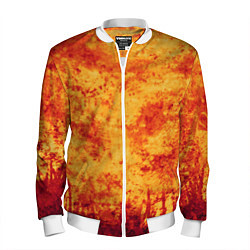 Бомбер мужской Осенний пожар, цвет: 3D-белый
