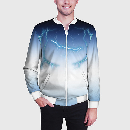 Мужской бомбер Молниеносный разряд / 3D-Белый – фото 3