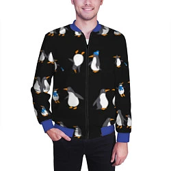 Бомбер мужской Веселая семья пингвинов, цвет: 3D-синий — фото 2