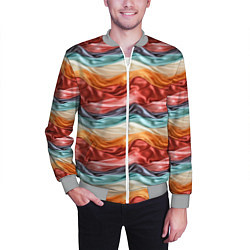 Бомбер мужской Разноцветные полосы текстура ткани, цвет: 3D-меланж — фото 2