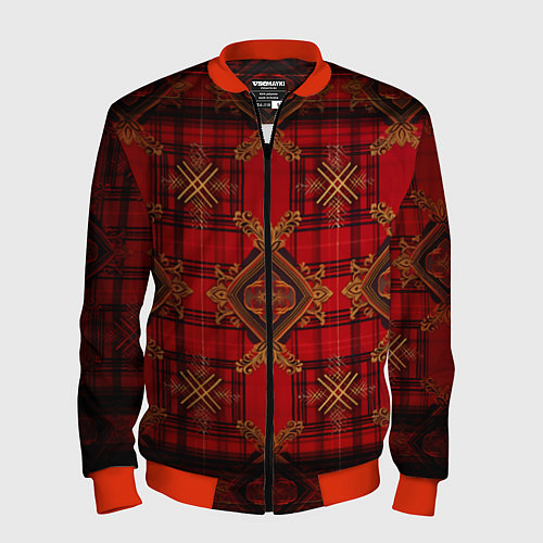 Мужской бомбер Красная шотландская клетка royal stewart / 3D-Красный – фото 1