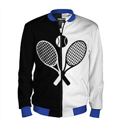 Бомбер мужской Теннис - чёрно белое, цвет: 3D-синий