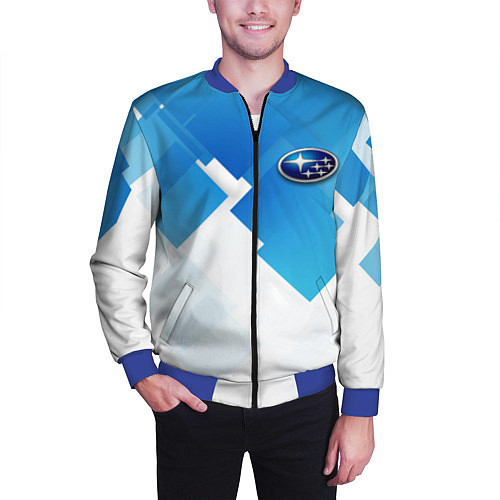 Мужской бомбер Subaru art / 3D-Синий – фото 3