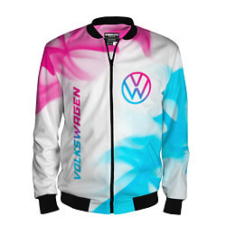 Бомбер мужской Volkswagen neon gradient style вертикально, цвет: 3D-черный