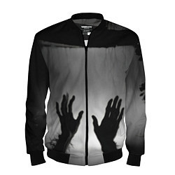 Бомбер мужской Руки зомби в ночном тумане, цвет: 3D-черный