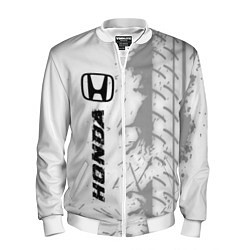 Бомбер мужской Honda speed на светлом фоне со следами шин по-верт, цвет: 3D-белый