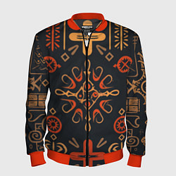 Бомбер мужской Орнамент в славянском стиле, цвет: 3D-красный