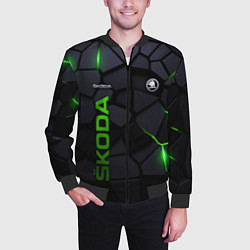 Бомбер мужской Skoda - плиты с эффектом свечения, цвет: 3D-черный — фото 2