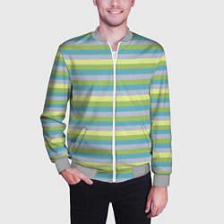 Бомбер мужской Серый и лимонный полосатый, цвет: 3D-меланж — фото 2