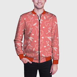 Бомбер мужской Рождественский принт с оленями, цвет: 3D-красный — фото 2