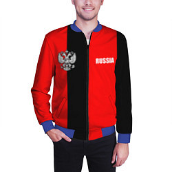 Бомбер мужской Красный и черный - герб РФ, цвет: 3D-синий — фото 2