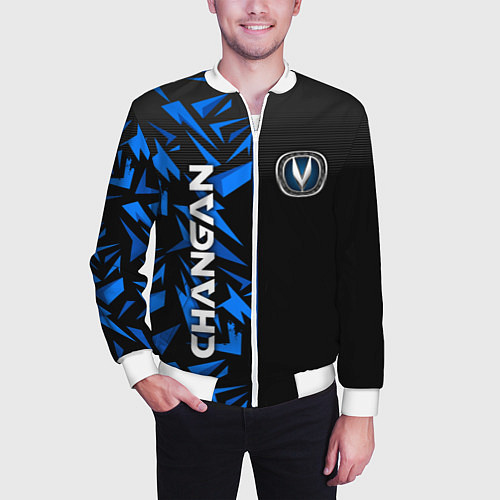 Мужской бомбер Changan - blue uniform / 3D-Белый – фото 3