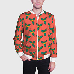 Бомбер мужской Ягоды остролиста, цвет: 3D-белый — фото 2
