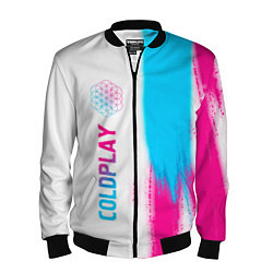 Бомбер мужской Coldplay neon gradient style по-вертикали, цвет: 3D-черный