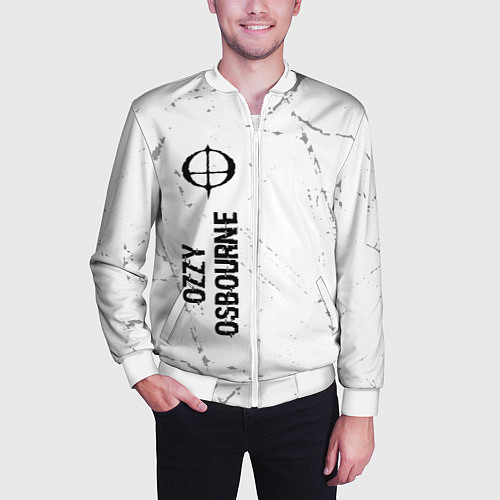 Мужской бомбер Ozzy Osbourne glitch на светлом фоне по-вертикали / 3D-Белый – фото 3
