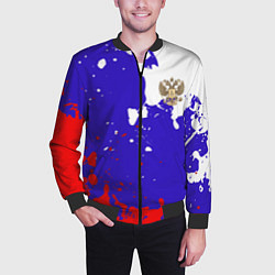 Бомбер мужской Российский герб на триколоре, цвет: 3D-черный — фото 2