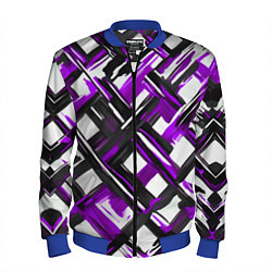 Бомбер мужской Фиолетовые и чёрные мазки, цвет: 3D-синий