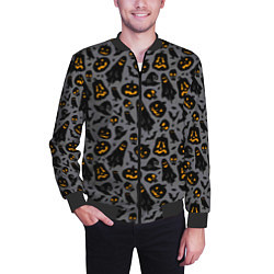 Бомбер мужской Праздничный узор хэллоуина, цвет: 3D-черный — фото 2