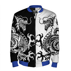 Бомбер мужской Черный и белый дракон, цвет: 3D-синий