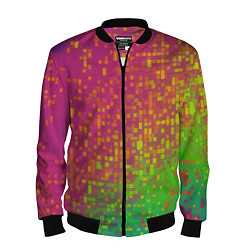 Бомбер мужской Разноцветные пиксели, цвет: 3D-черный