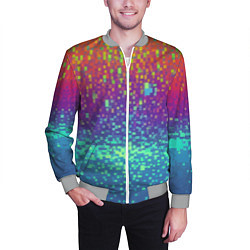 Бомбер мужской Разноцветные пиксели, цвет: 3D-меланж — фото 2