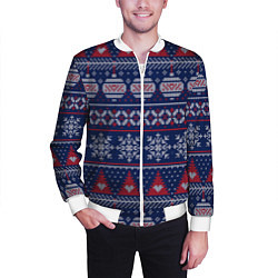 Бомбер мужской New Years sweater, цвет: 3D-белый — фото 2