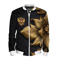 Бомбер мужской Золотой герб России, цвет: 3D-белый