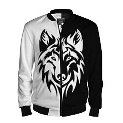 Бомбер мужской Волк чёрно-белый, цвет: 3D-черный