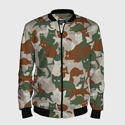 Бомбер мужской Кошки - камуфляж, цвет: 3D-черный