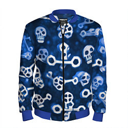 Бомбер мужской Белые черепки и кости на синем, цвет: 3D-синий