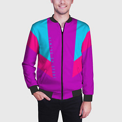 Бомбер мужской Always in sports сиреньевый, цвет: 3D-черный — фото 2