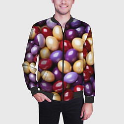 Бомбер мужской Красные и фиолетовые пасхальные яйца, цвет: 3D-черный — фото 2