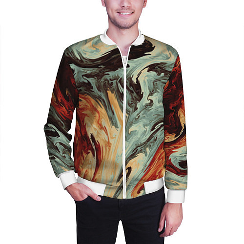 Мужской бомбер Песчаные волны / 3D-Белый – фото 3