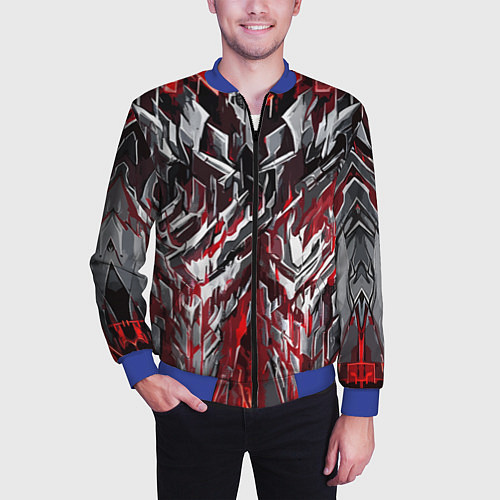 Мужской бомбер Острый металл красный / 3D-Синий – фото 3