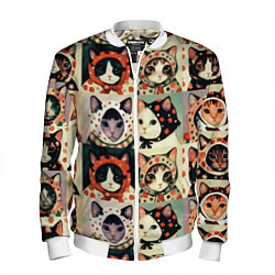 Бомбер мужской Кот Алёнка - поп арт, цвет: 3D-белый