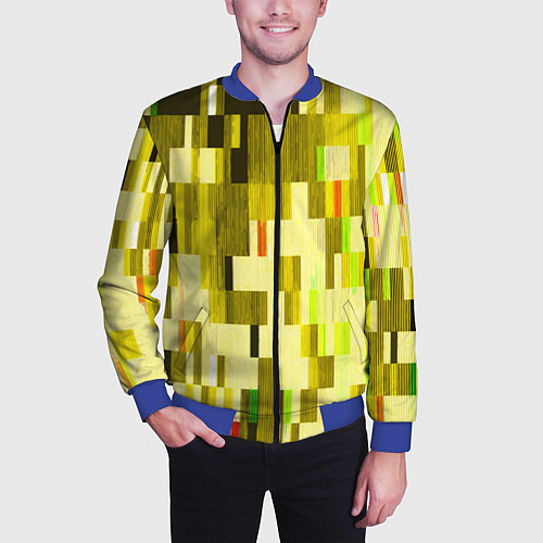 Мужской бомбер Жёлтый глитч / 3D-Синий – фото 3
