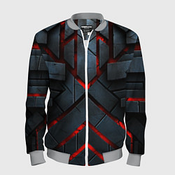 Бомбер мужской Красное свечение в черной абстракции, цвет: 3D-меланж