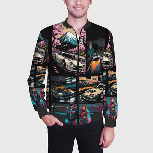 Мужской бомбер Japanese jdm art / 3D-Черный – фото 3
