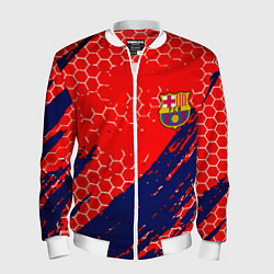 Бомбер мужской Барселона спорт краски текстура, цвет: 3D-белый