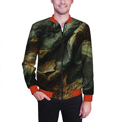 Бомбер мужской Реалистичный охотничий камуфляж из ткани и листьев, цвет: 3D-красный — фото 2