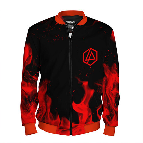 Мужской бомбер Linkin Park красный огонь лого / 3D-Красный – фото 1