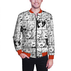 Бомбер мужской Ahegao pattern, цвет: 3D-красный — фото 2